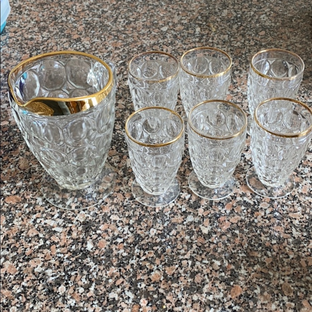 Mid Century Glass Drink Serving Set